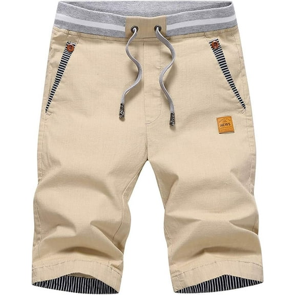 Men's Shorts Casual Classic Fit Drawstring Summer Beach Shorts with Elastic Waist and Pockets