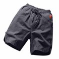 thumbnail image 1 of Men's Shorts Casual Cotton Linen Slim Beach Loose Tracksuit Shorts for Men Green, 1 of 3
