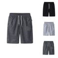 thumbnail image 1 of Men's Shorts Casual Loose Fit Beach Style, Summer Elastic Waist Shorts for Men, 5 Inch Inseam Workout Shorts, Lightweight Cotton Shorts for Swimming, Hiking or Gym M-4XL, Black, 1 of 4