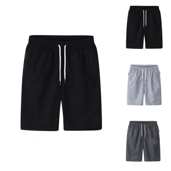 Men's Shorts Casual Loose Fit Beach Style, Summer Elastic Waist Shorts for Men, 5 Inch Inseam Workout Shorts, Lightweight Cotton Shorts for Swimming, Hiking or Gym M-4XL, Black