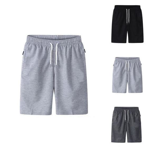 Men's Shorts Casual Loose Fit Beach Style, Summer Elastic Waist Shorts for Men, 5 Inch Inseam Workout Shorts, Lightweight Cotton Shorts for Swimming, Hiking or Gym M-4XL, Black