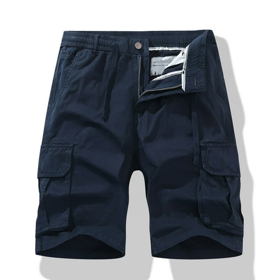 Men's Shorts Casual Men Casual Solid Zipper Button Pockets Cropped Cargo Shorts Mens Workout Shorts on Clearance