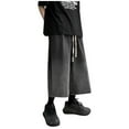 thumbnail image 1 of Men's Shorts Casual Men's Denim Summer Shorts Wide Light Stretch Jeans Fashionable Style for Beach and Daily Black L, 1 of 7