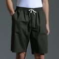 thumbnail image 1 of Men's Shorts Casual Men's Solid Fashion Casual Cotton Drawstring Elastic Waist Half Shorts Pants Wide Leg Shorts on Clearance, 1 of 5