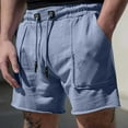 thumbnail image 1 of Men's Shorts Casual Solid Color Casual Drawstring Pockets Elastic Sports Shorts Casual Shorts for Men Light Blue 3XL, 1 of 7