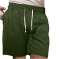 thumbnail image 1 of Men's Shorts Casual Solid Color Casual Drawstring Pockets Elastic Sports Shorts Chores Para Hombre Green 3XL, 1 of 5