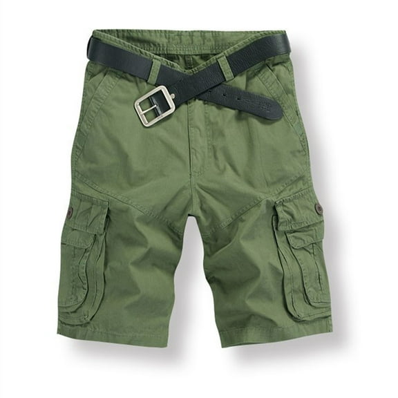 Men's Shorts Casual Solid Fashion Zipper Button Pockets Cropped Cargo Shorts Mens Cargo Shorts Green M