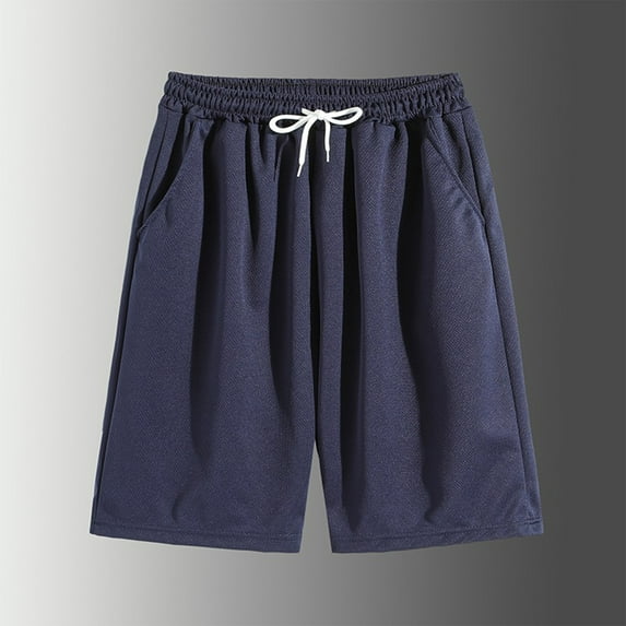 Men's Shorts Clothing Under $10 3XL Solid Color Casual Elastic Waist Drawstring Pocket Shorts