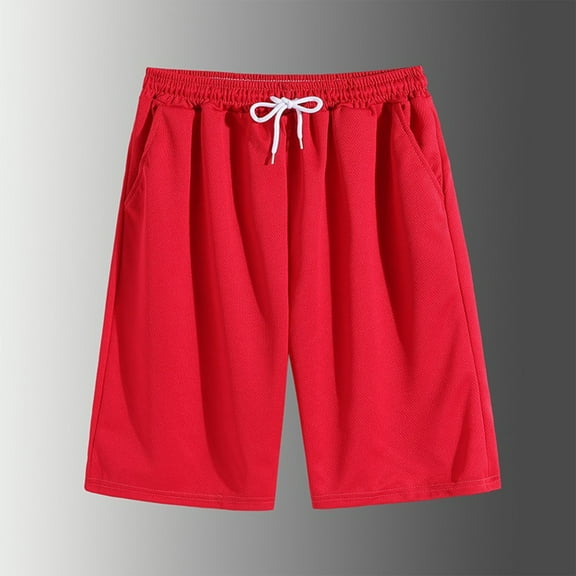 Men's Shorts Clothing Under $10 3XL Solid Color Casual Elastic Waist Drawstring Pocket Shorts