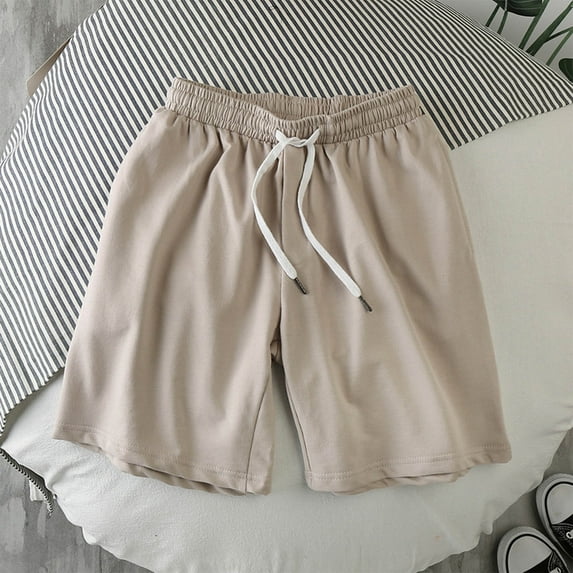 Men's Shorts Clothing Under $5 Solid Color Casual Elastic Waist Drawstring Pocket Shorts