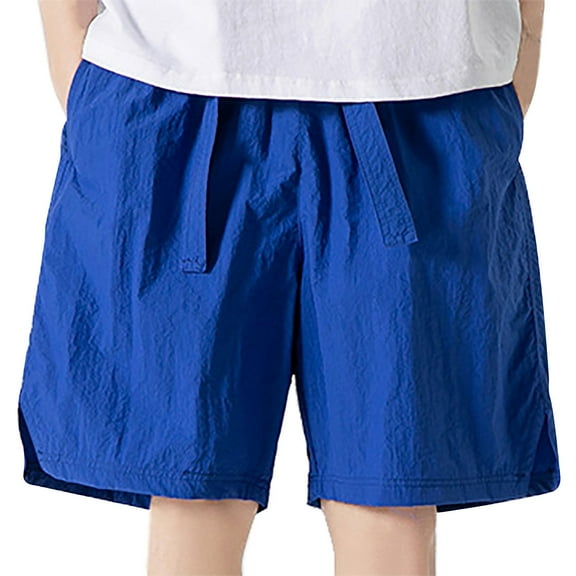 Men's Shorts Cool Ice Silk Thin Shorts For Summer Casual Solid Color Sports Capris Casual Shorts for Men Blue M