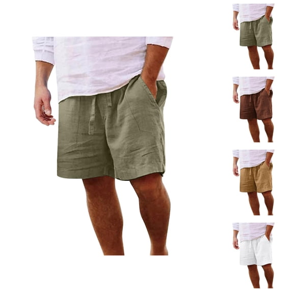 Men's Shorts Drawstring Waist Solid Color Design, Casual Cotton Shorts for Men, Summer Elastic Waist 5 Inch Inseam Shorts, Lightweight Gym or Lounge Shorts S-XXL, Black