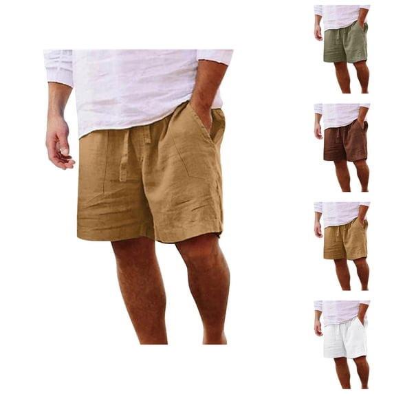 Men's Shorts Drawstring Waist Solid Color Design, Casual Cotton Shorts for Men, Summer Elastic Waist 5 Inch Inseam Shorts, Lightweight Gym or Lounge Shorts S-XXL, Black