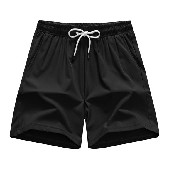 Men's Shorts Elastic Waist Big And Tall Under $10 Solid Color Polyester Shorts Outdoor Casual Sports Beach Pants