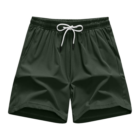 Men's Shorts Elastic Waist Big And Tall Under $10 Solid Color Polyester Shorts Outdoor Casual Sports Beach Pants