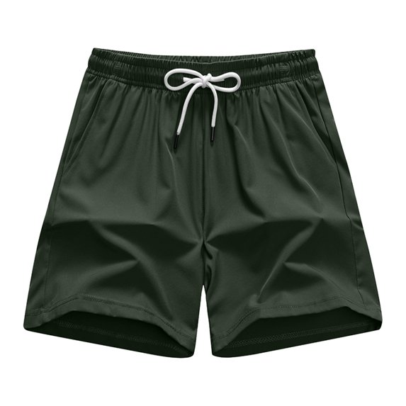 Men's Shorts Elastic Waist Big And Tall Under $10 Solid Color Polyester Shorts Outdoor Casual Sports Beach Pants