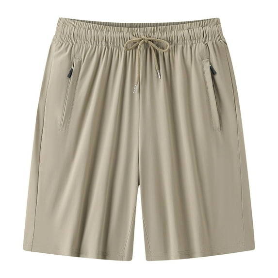 Men's Shorts Elastic Waist Big And Tall Under $10 Solid Color Polyester Shorts Outdoor Sports Versatile And Casual Five Quarter Pants