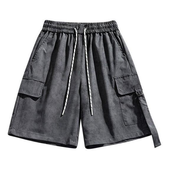 Men's Shorts Elastic Waist With Drastring Free Shipping Shorts Elastic Waist Size 3X Fleece Solid Color Ice Silk Breathable Outdoor Casual Sports Shorts