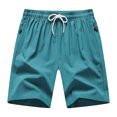 thumbnail image 1 of Men's Shorts Elastic Waistband With Pockets Under $10 Solid Color Polyester Shorts Outdoor Sports Versatile And Casual Five Quarter Pants, 1 of 7