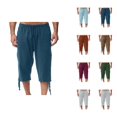 thumbnail image 1 of Men's Shorts Linen Blend Capris, Elastic Waist 7 Inch Inseam Shorts for Men, Summer Casual Cotton Shorts with Pockets, Lightweight Chino Shorts for Work or Beach Days M-4XL, 1 of 4