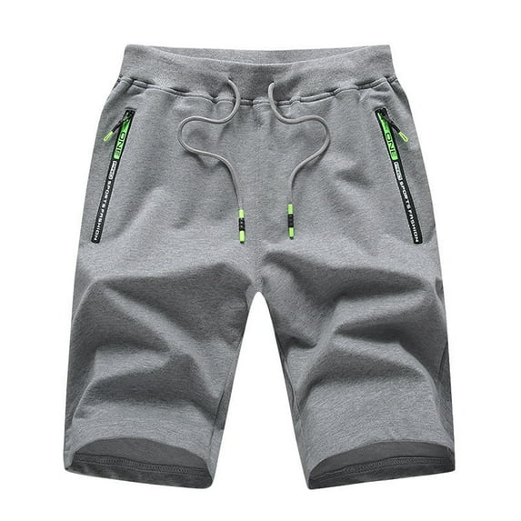 Men's Shorts Men Summer Shorts with Solid Color Zip Pocket and Waist Tie Rope Classic Style Shorts Mens Pants Grey XL