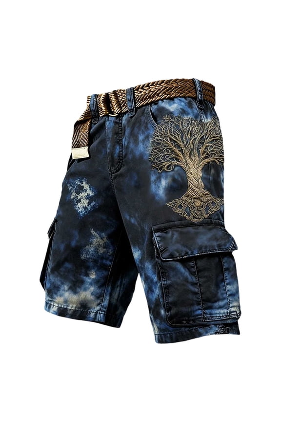 Men's Shorts Men's Norse Mythology Utility Cargo Shorts for Rugged Outdoor Adventure with Multiple Pockets for Hiking Travel Blue XL