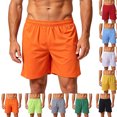 thumbnail image 1 of Men's Shorts Men's Spring And Summer Soccer Sports Shorts Men's Basketball Running Gym Pants Breathable Five-Point Casual Solid Color Shorts Orange S, 1 of 5