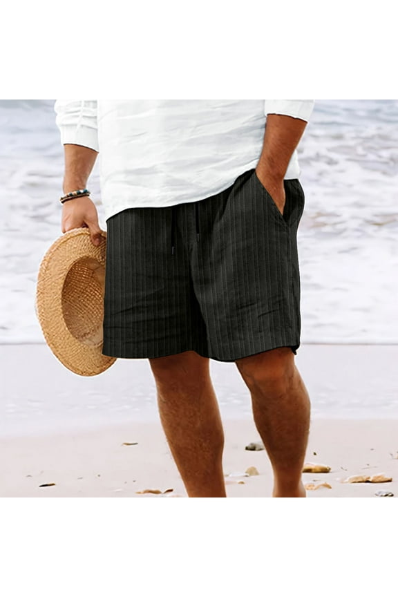 Men's Shorts Mens Shorts Casual Summer Shorts for Men Bermuda Shorts Mens Cotton Linen Shorts Imitation Elastic Waist Shorts Pockets Straight Leg Sports Pants Beach Pants Knee Length Shorts