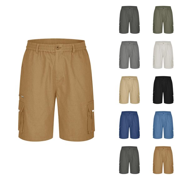 Men's Shorts Multi Pocket Utility Cargo Shorts, Tactical Cotton Shorts for Men with Drawstring Waist, Casual Big and Tall Work Shorts, Hiking Shorts for Travel or Gym M-4XL, Black