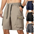 thumbnail image 1 of Men's Shorts Multi Pockets Plus Size Elastic Waist Solid Color Summer Casual Pants Outdoor Sports Leisure Work Hiking Workwear Gifts for Men Black XXL, 1 of 5