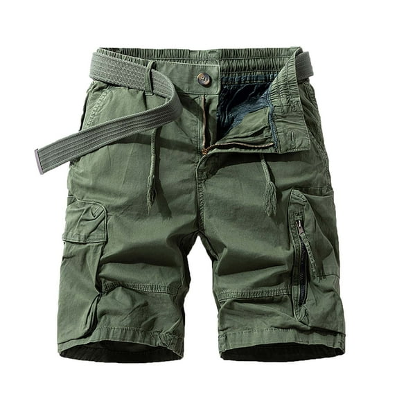 Men's Shorts Plus Size Cargo Shorts Multi-Pockets Relaxed Summer Beach Shorts Pants Chores Para Hombre Army Green 2XL