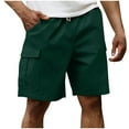 thumbnail image 1 of Men's Shorts Plus Size Elastic Waisted Solid Color Casual Beach Summer Shorts with Multi Pocket Army Green M, 1 of 7