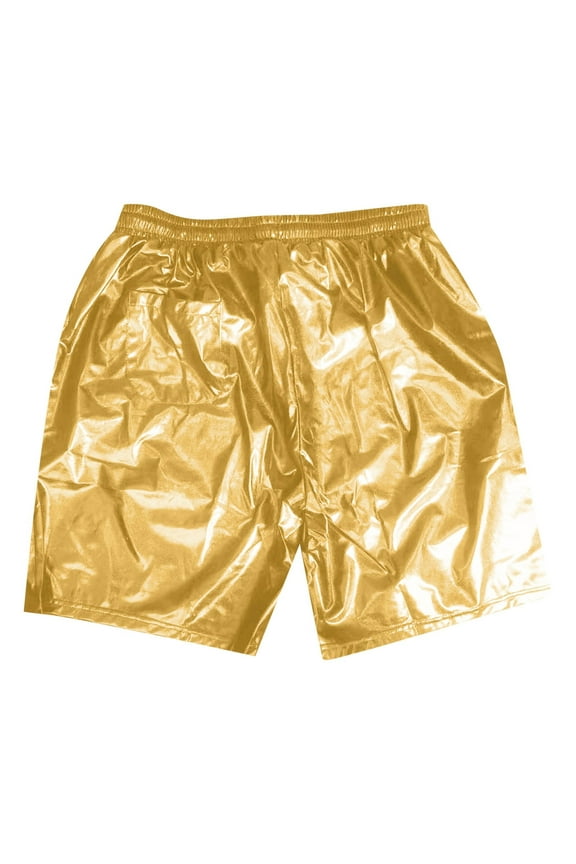 Men's Shorts Sexy Metallic Shiny Sparkly Hot Drawstring Pockets Walkshorts Cargo Bermuda Gold Swim Pants Sizes S