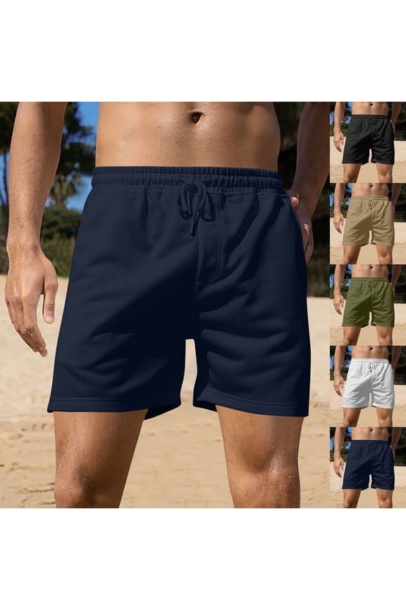 Men's Shorts Shorts Gym Men Work Shorts Men's Solid Color Sports Fitness Training Breathable Shorts Pockets Cropped Pants Navy L