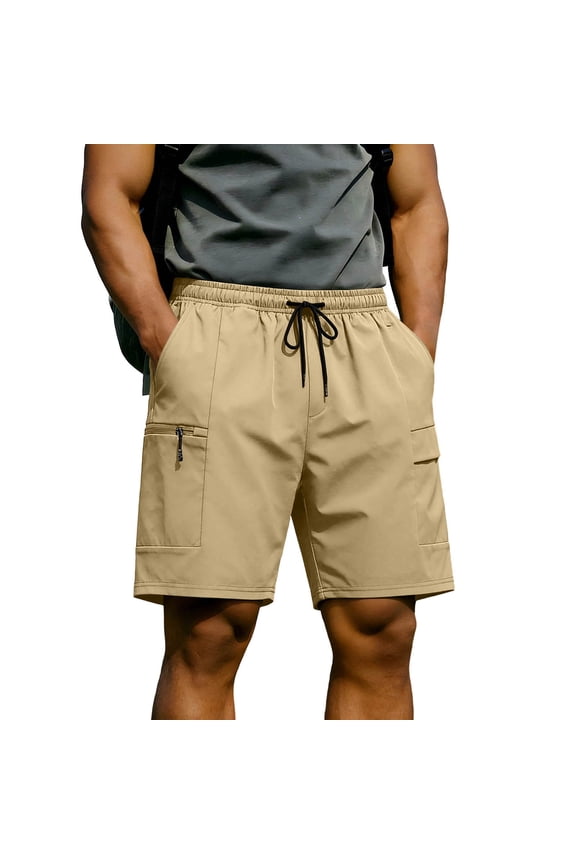 Men's Shorts Solid Color Casual Sporty Elastic Waist Zippered Pocket Fitness Training Tropical Vacation Clothes