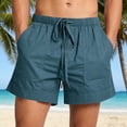 thumbnail image 1 of Men's Shorts Solid Color Drawstring Elastic Waist Beach Short with Pockets, Summer Casual Short for Daily Wear, 1 of 9