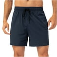 thumbnail image 1 of ZQUUVOU Men's Shorts Solid Color Drawstring Sports Fitness Training Breathable Shorts Zipper Pockets Navy, 1 of 9