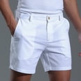 thumbnail image 1 of Men's Shorts Solid Fashion Button Zipper Sports Elastic Mid-waist Lace-up Shorts Casual Shorts for Men White 2XL, 1 of 8