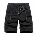 thumbnail image 1 of Men's Shorts Sports Elastic Waist Multi-Pockets Relaxed Summer Shorts Pants Mens Cargo Shorts Black 2XL, 1 of 3