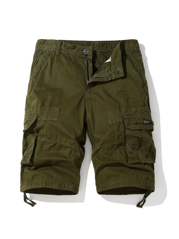 Men's Shorts Sports Multi-Pockets Relaxed Summer Shorts Pants Mens Cargo Shorts Army Green 2XL