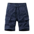 thumbnail image 1 of Men's Shorts Stretch Waist Casual Cargo Shorts Summer 4 Pocket Beach Work Blue 30, 1 of 4