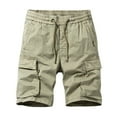 thumbnail image 1 of Men's Shorts Stretch Waist Casual Cargo Shorts Summer 4 Pocket Beach Work Khaki 33, 1 of 7