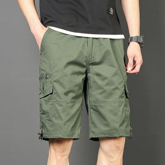 Men's Shorts, Summer Cargo Shorts for Men, ZHUGeLI Men's Belt Multiple Pockets Cotton Button Zipper Outdoor Sports Pants Work Pants Knee Length Shorts