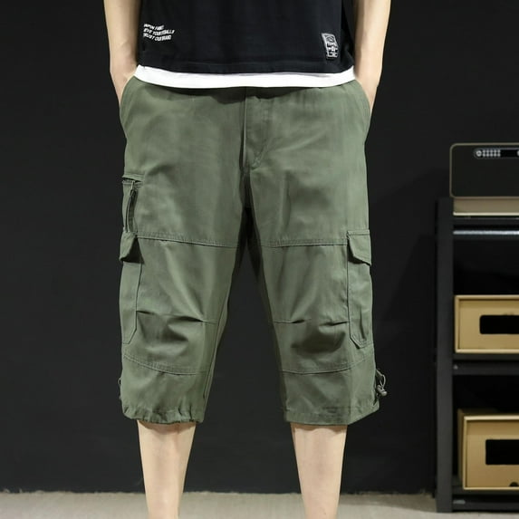 Men's Shorts, Summer Cargo Shorts for Men, ZHUGeLI Men's Belt Multiple Pockets Cotton Button Zipper Outdoor Sports Pants Work Pants Knee Length Shorts