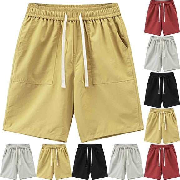 Lenago Mens Shorts Summer Casual And Comfortable Drawstring Pocket Elastic Waist Shorts Cargo Shorts for Men