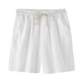 thumbnail image 1 of Men's Shorts Summer Fashion Casual Cotton Solid Tether Short Pants for Men White, 1 of 7