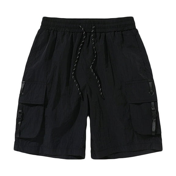 Men's Shorts Summer Outdoors Casual Drawstring Printing Sport Shorts Pants Chores Para Hombre Black L