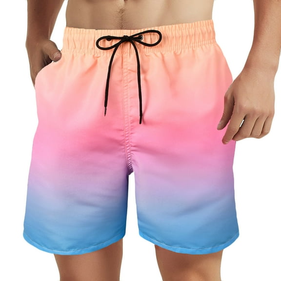 Men's Shorts Summer Swim Trunks Dry Surf Boardshorts Bathing Suit With Mesh Lining Beach Shorts Chores Para Hombre Pink 2XL