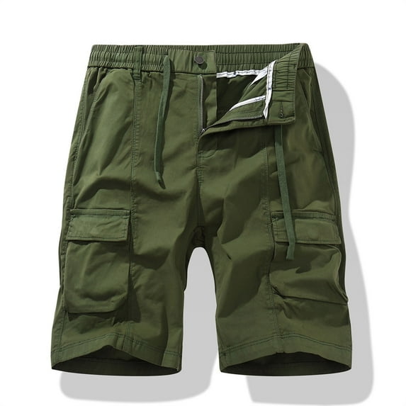 Men's Shorts with Elastic Waist Men Casual Solid Zipper Button Pockets Elastic Waist Cropped Cargo Shorts Gym Shorts Men on Clearance