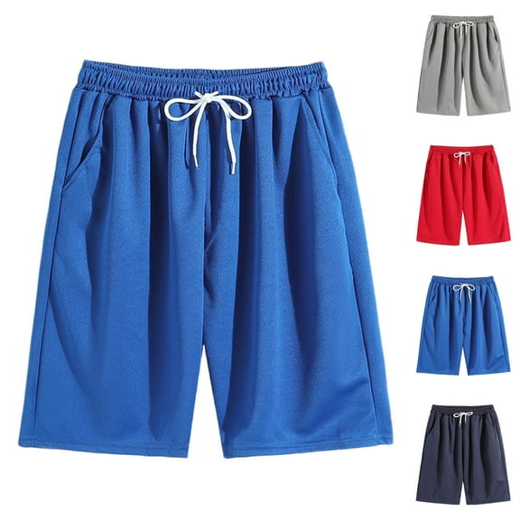 Men's Shorts with Pockets Plus Size Elastic Waist Solid Color Summer Casual Pants Outdoor Sports Leisure Work Hiking Workwear Gifts for Men Blue 3XL